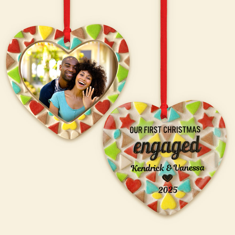 Celebrate Love: Our First Christmas Engaged Ornament - Personalized Gift For Couples - Image 3