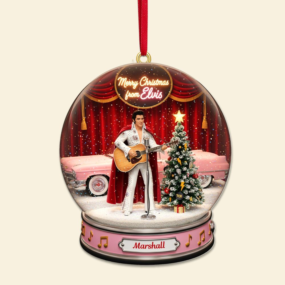“Celebrate The King Of Rock And Roll!” - Snowball Singer Fans Ornament - Personalized Gift For Elvis Fans - Image 3