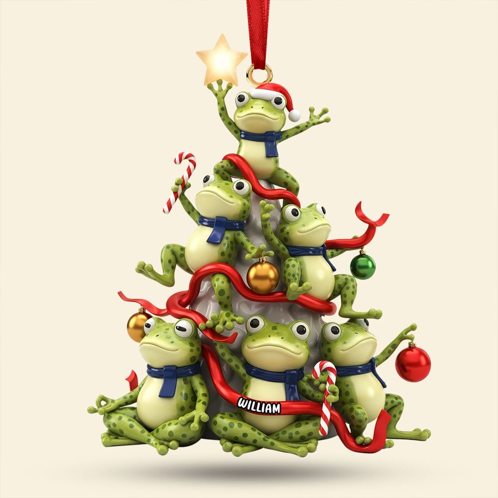 Hop Into The Holidays! - Personalized Funny Frog Ornament - Image 3