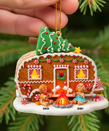Celebrate Love And Joy - Personalized Gingerbread Couple Christmas Wooden Ornament - Custom Gift For Couples, Friends, And Family
