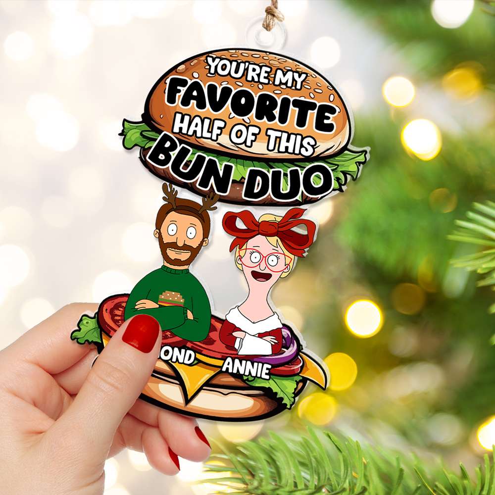 Personalized Couple Burger Ornament - Fun Acrylic Keepsake - Image 2