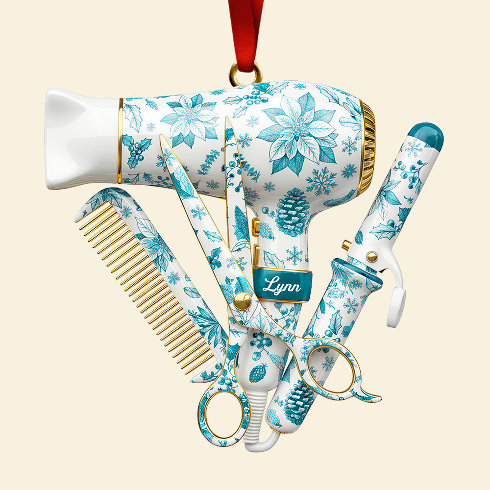 Celebrate Your Passion: Hairstylist Toile De Jouy Ornament - Personalized Christmas Gift - Image 3