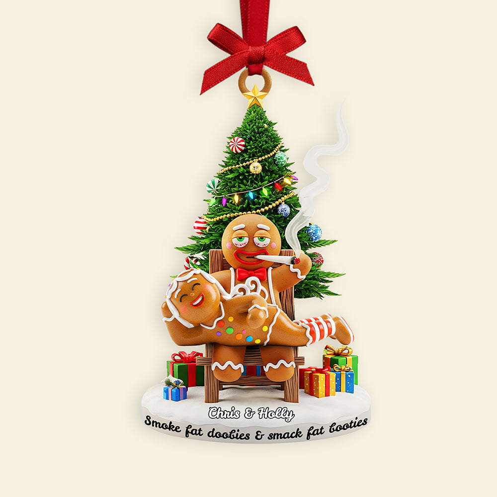 Smoking Gingerbreads - Personalized Funny Christmas Ornament For Couples - Image 5