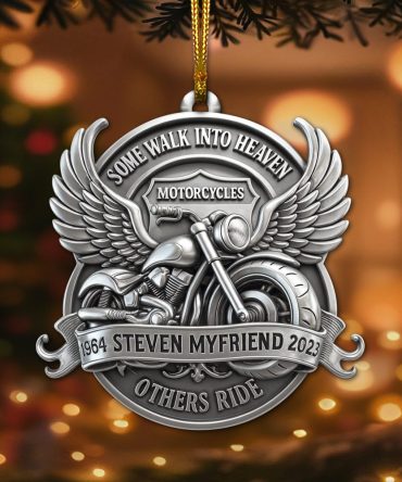 Some Walk Into Heaven Ornament - Personalized Gift For Motorcycle Lovers