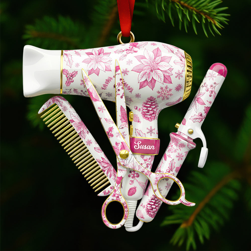 Celebrate Your Passion: Hairstylist Toile De Jouy Ornament - Personalized Christmas Gift