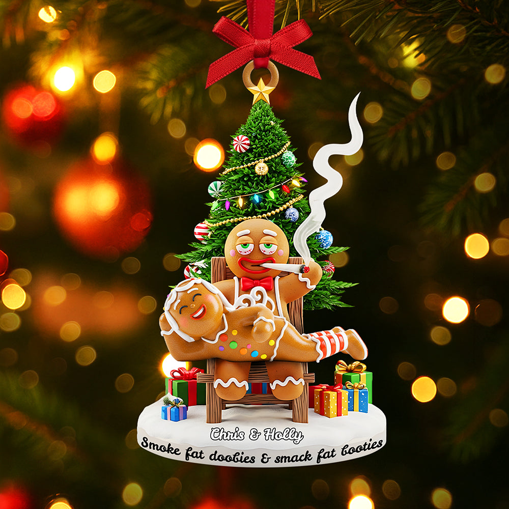 Smoking Gingerbreads - Personalized Funny Christmas Ornament For Couples - Image 3