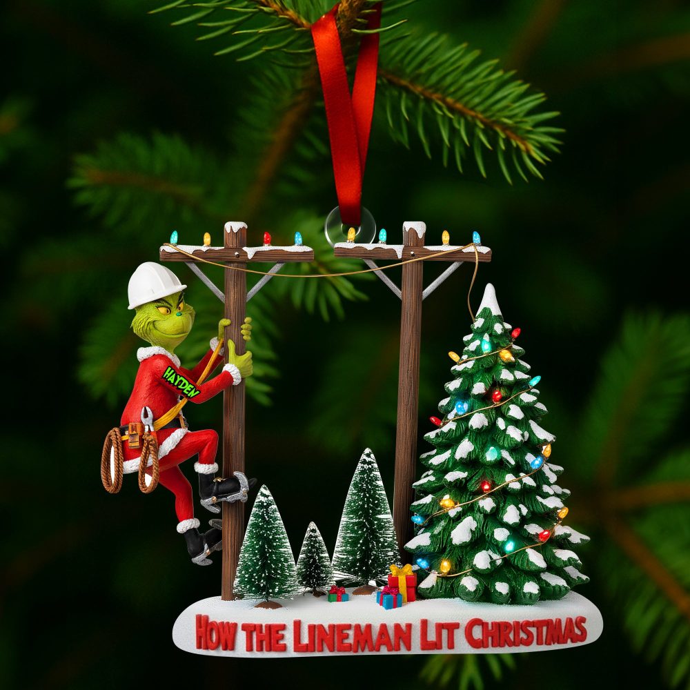 How The Lineman Lit Christmas - Personalized Acrylic Ornament - Unique Gift For Linemen, Electricians, And Christmas Lovers