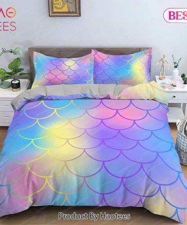 Fish Scales Mermaid Gradient Colors Toddler Bedding Sets Bed Sets, Bedroom Sets