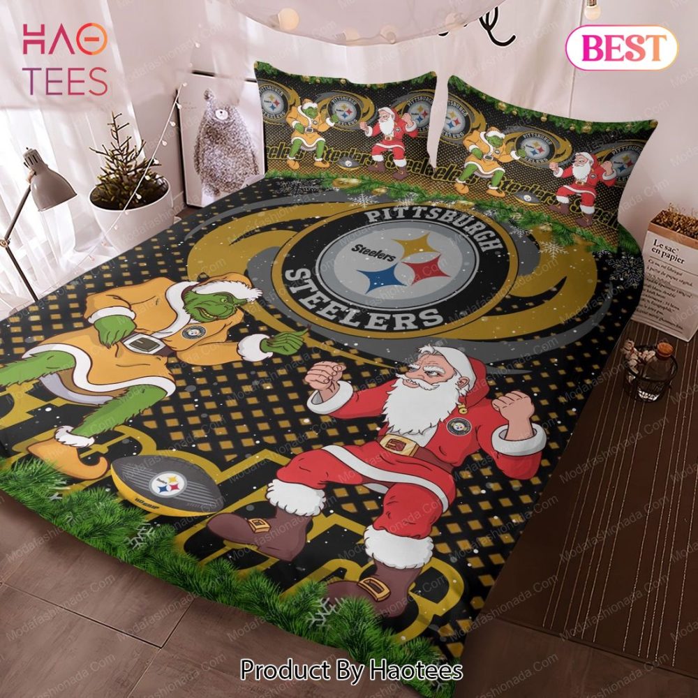 Nfl Pittsburgh Steelers Christmas Grinch Bedding Sets Bed Sets, Bedroom Sets - Image 2