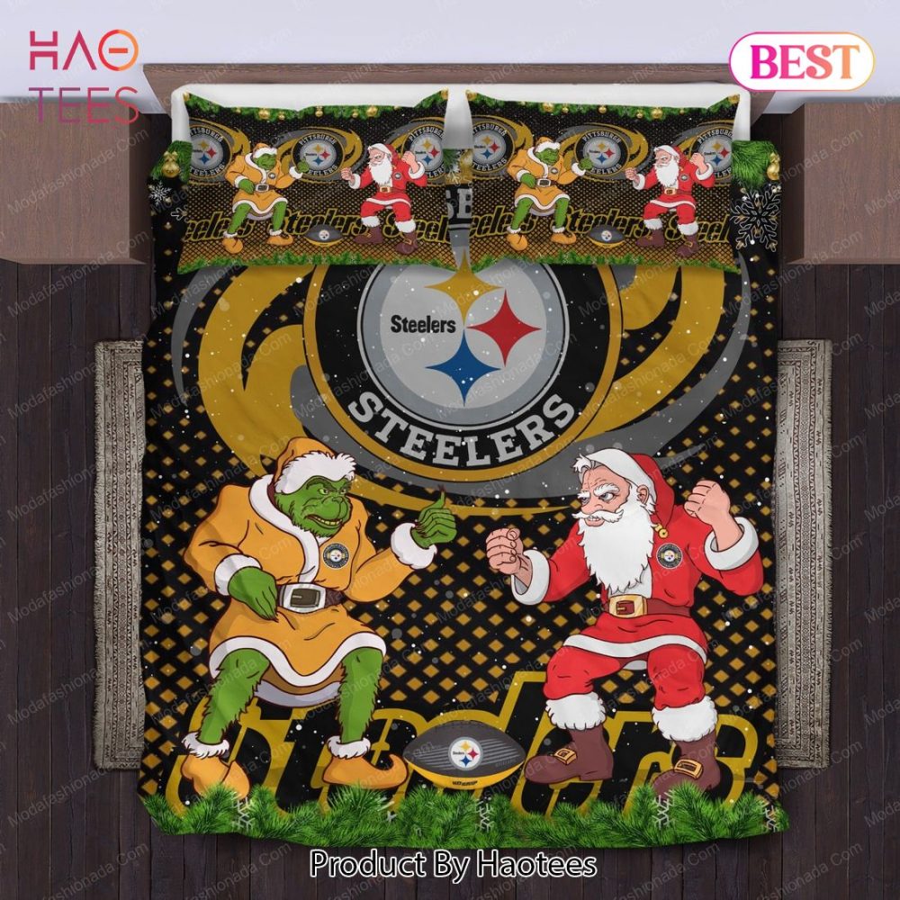 Nfl Pittsburgh Steelers Christmas Grinch Bedding Sets Bed Sets, Bedroom Sets - Image 3