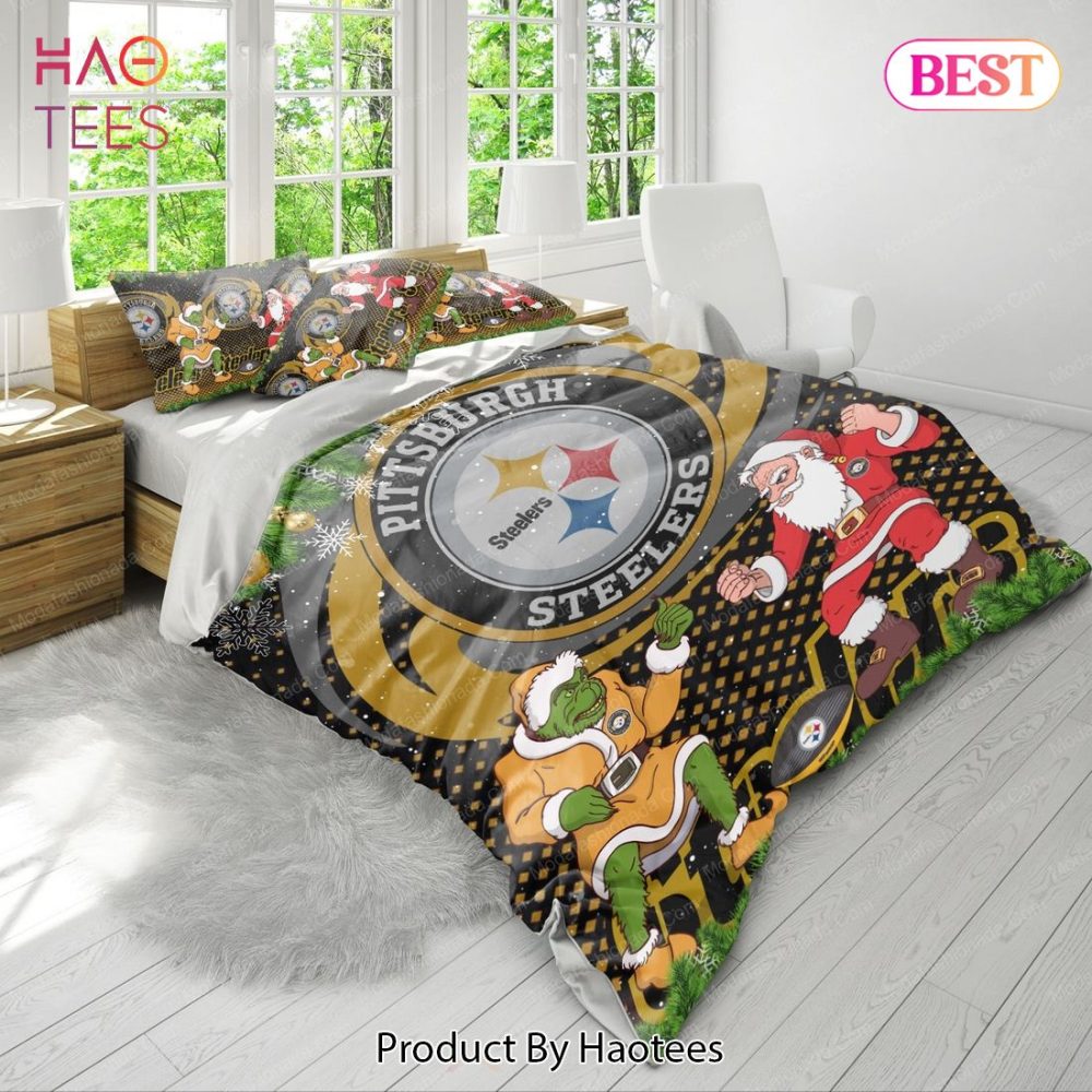 Nfl Pittsburgh Steelers Christmas Grinch Bedding Sets Bed Sets, Bedroom Sets - Image 4