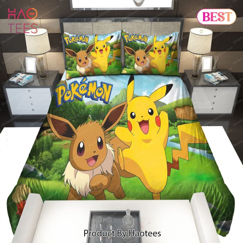 Pikachu And Eevee Spring Bedding Sets Bed Sets, Bedroom Sets