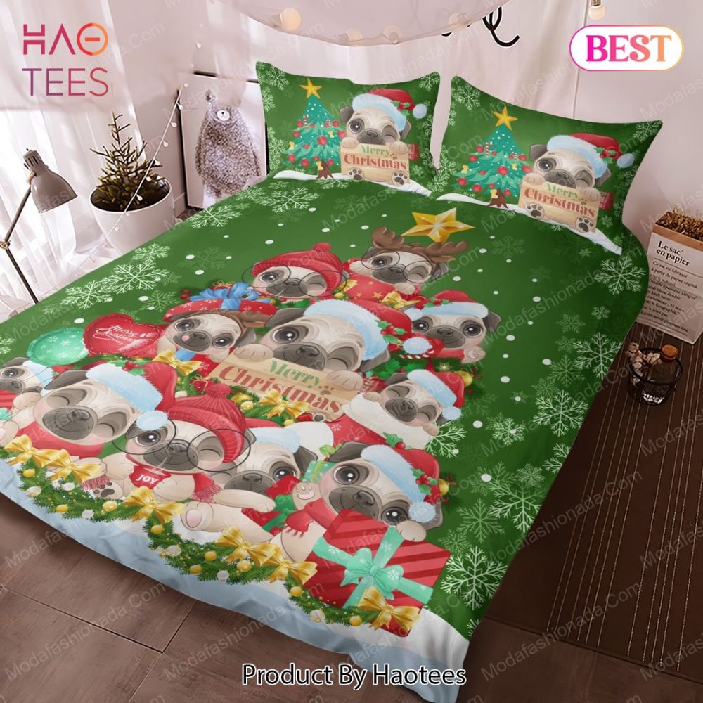 Pug Christmas Tree Bedding Sets Bed Sets, Bedroom Sets - Image 3