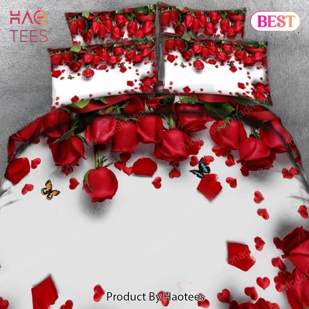 Red Rose And Red Heart Bedding Sets Bed Sets, Bedroom Sets