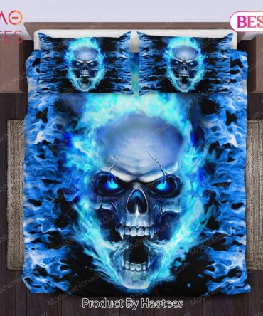 Skull Fury Blue Fire Bedding Sets Bed Sets, Bedroom Sets