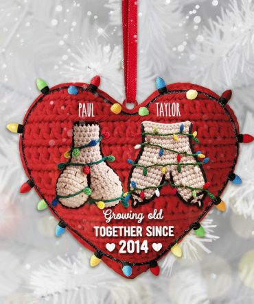 Growing Old Together Since 2014 - Personalized Christmas Ornament For Funny Couples