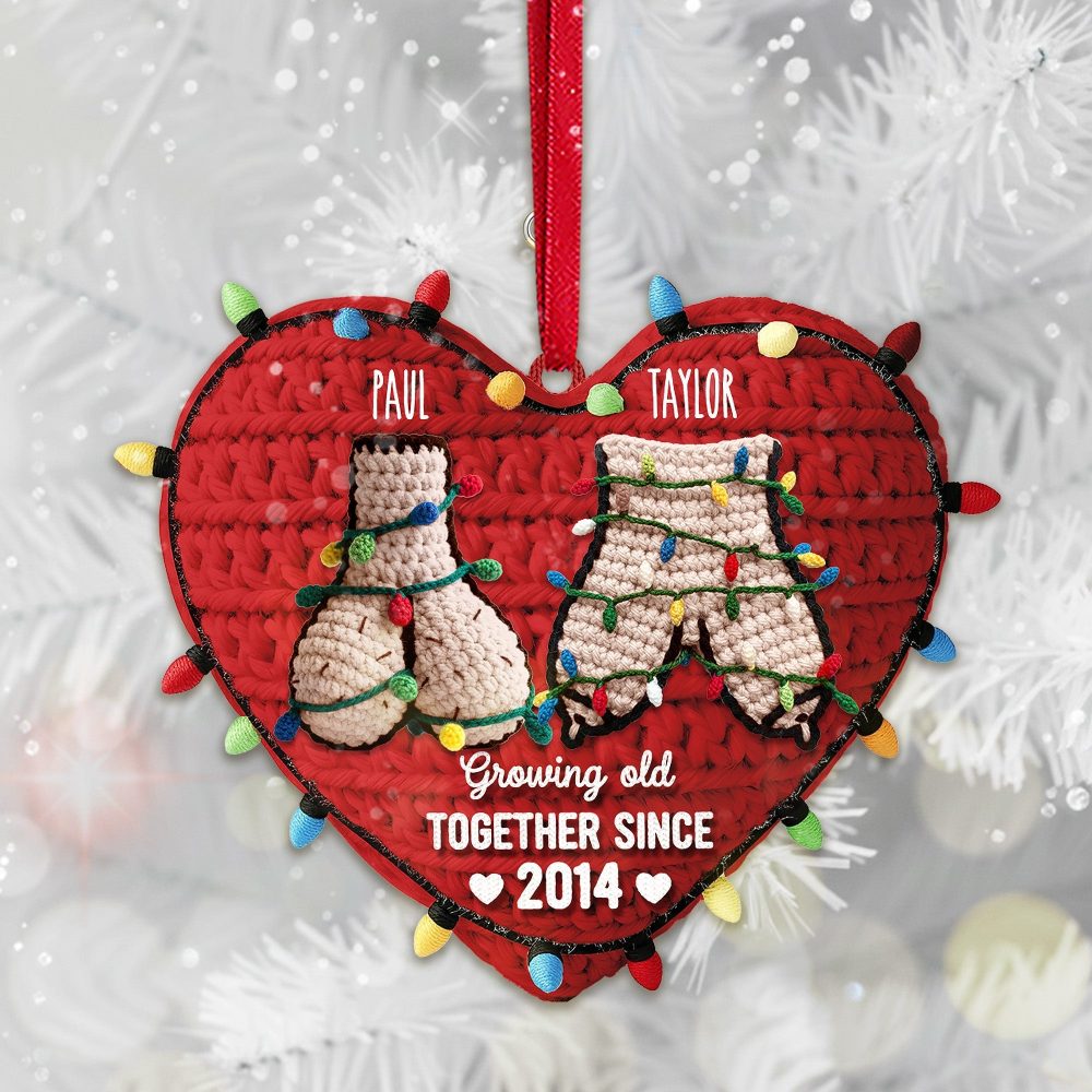 Growing Old Together Since 2014 - Personalized Christmas Ornament For Funny Couples