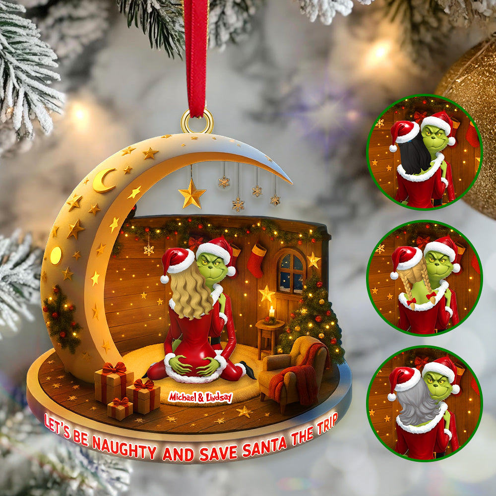 Let’S Be Naughty And Save Santa The Trip - Personalized Naughty Couple Acrylic Ornament