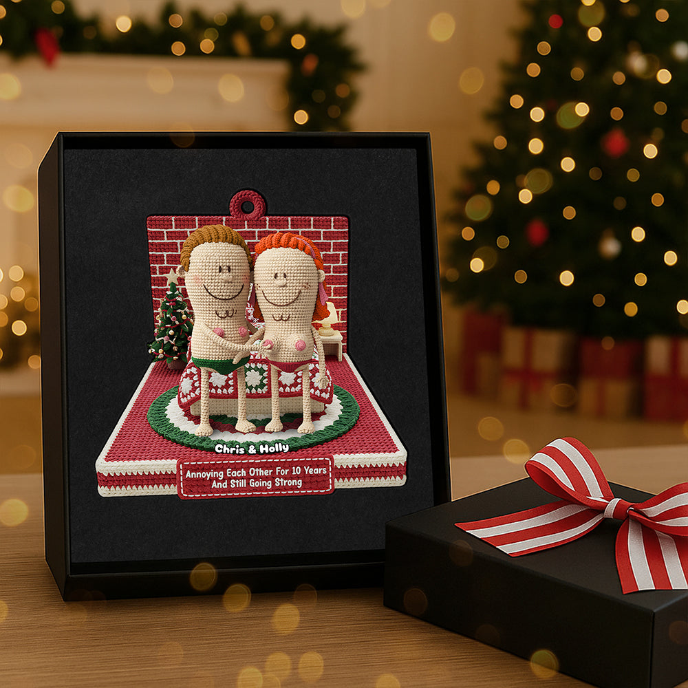 Annoying Each Other For 10 Years And Still Going Strong - Personalized Knitting Funny Couple Acrylic Ornament - Gift For Couples, Friends, Family - Image 3