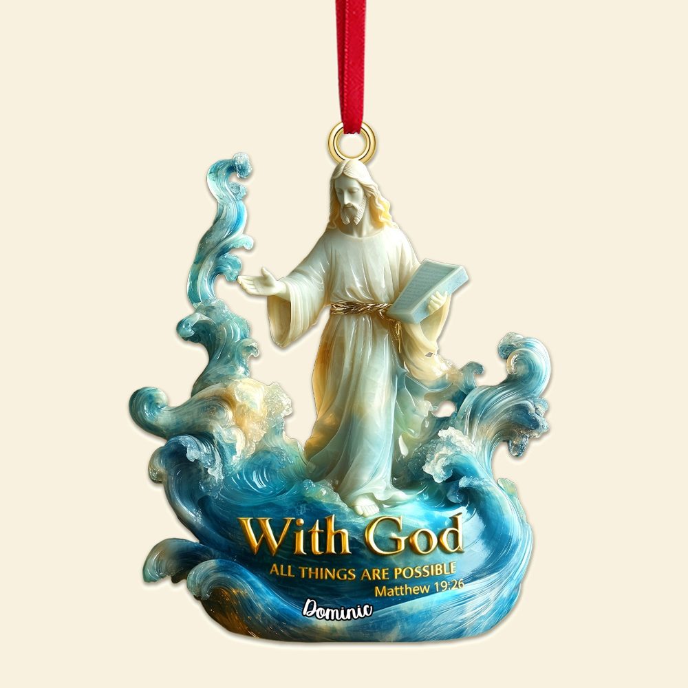 With God, All Things Are Possible - Personalized Acrylic Ornament For Christmas - Image 4