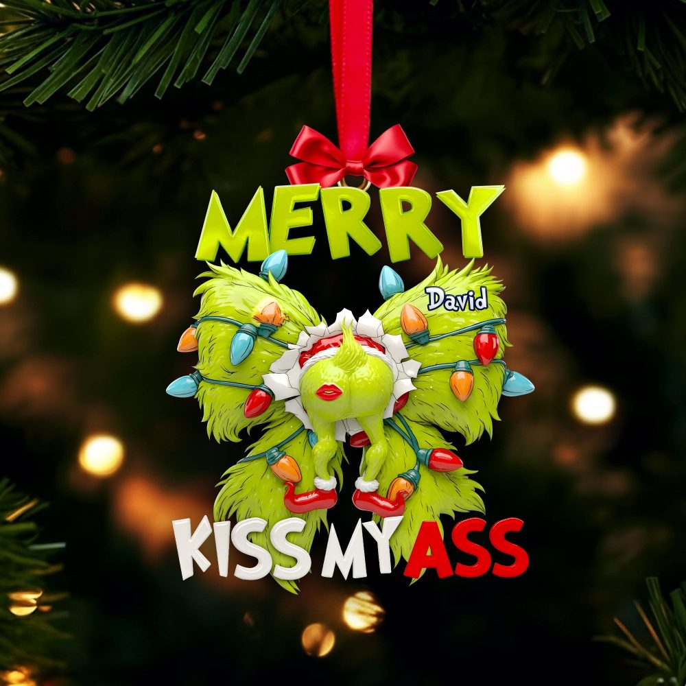 Merry Kiss My Ass - Personalized Grumpy Holiday Ornament For Christmas - Image 4