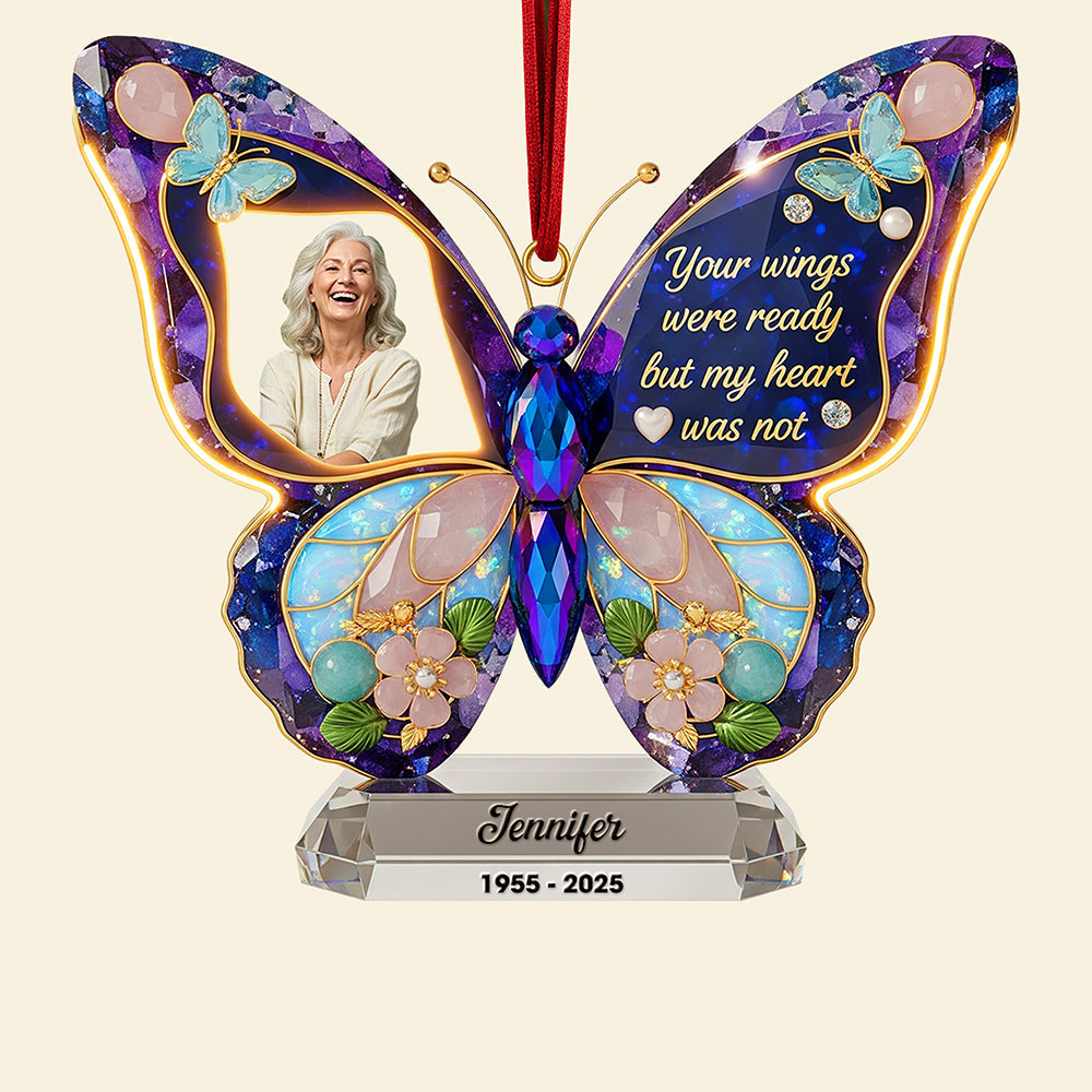 Your Wings Were Ready, But My Heart Was Not - Memorial Christmas Ornament - Personalized Gift For Loved Ones - Image 4