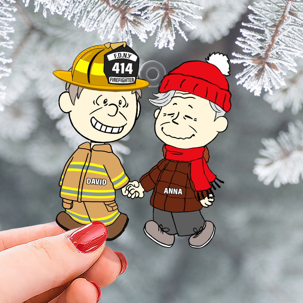 “Together We Fight Flames” - Personalized Firefighter Couple Acrylic Ornament - Unique Gift For Firefighter Lovers, Couples, And Special Occasions - Image 4