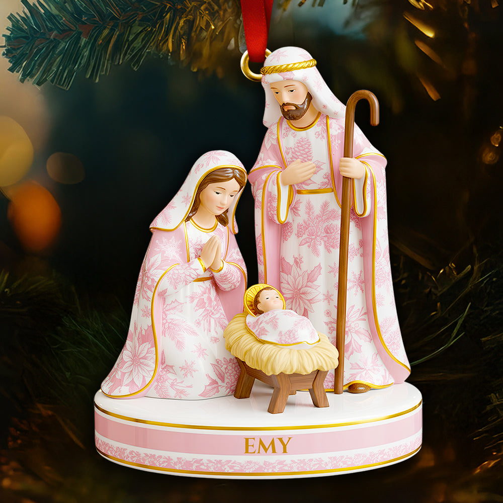 Cherish The True Meaning Of Christmas - Toile De Jouy Nativity Christmas Ornament - Personalized Gift For Family, Friends, And Believers - Image 3