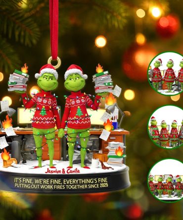 It’S Fine, We’Re Fine, Everything’S Fine - Personalized Christmas Gift, Custom Coworker Acrylic Ornament