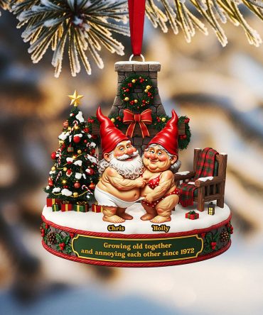 Growing Old Together And Annoying Each Other Since 1972 - Personalized Gnome Couple Acrylic Ornament - Perfect Gift For Couples And Loved Ones