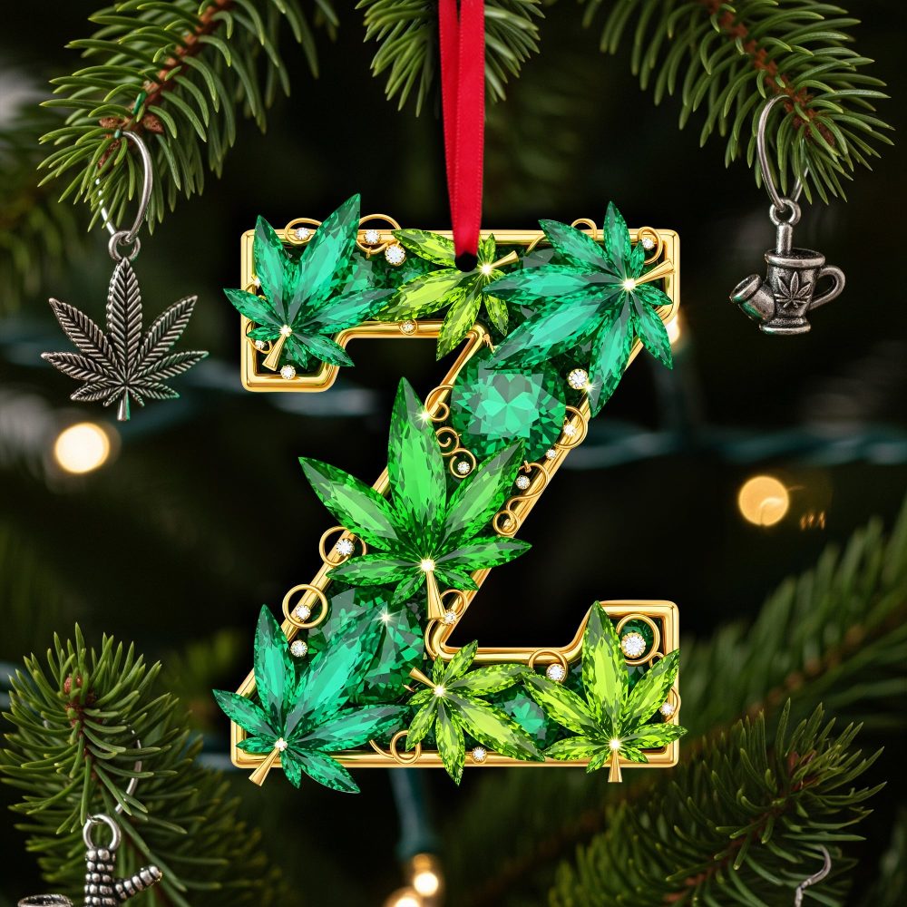 Spark Joy This Christmas With A Unique Touch - Crystal Leaf Initial Ornament, Personalized Gift For Stoners - Image 3