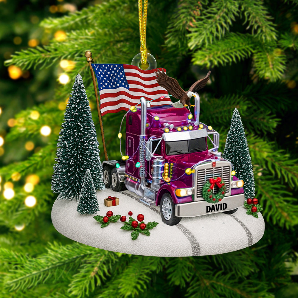 Celebrate The Spirit Of The Road With Custom Touch - Personalized Christmas Ornament For Truck Drivers