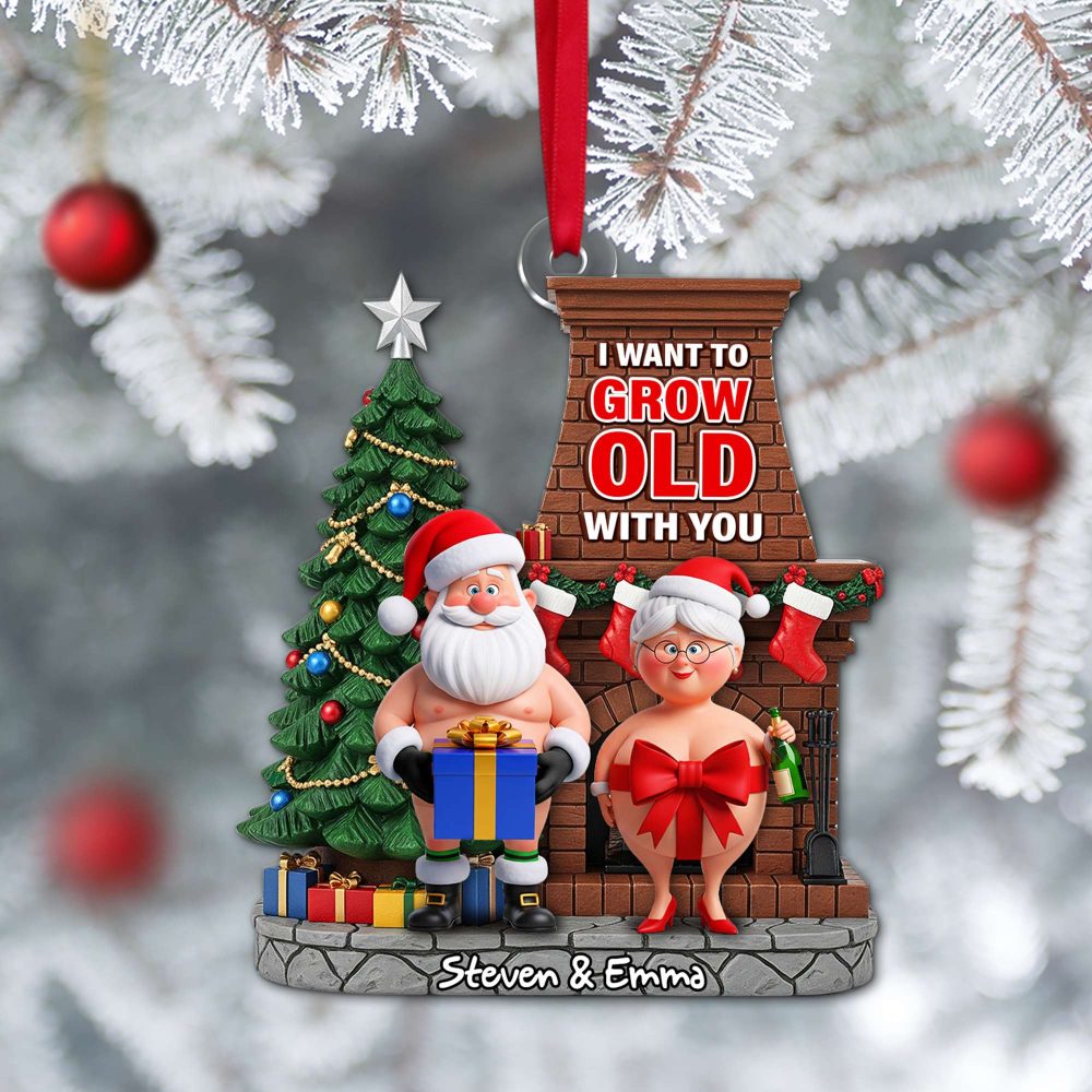 Funny Old Couple Ornament - "I Want To Grow Old With You" - Personalized Christmas Gift For Couples - Image 4