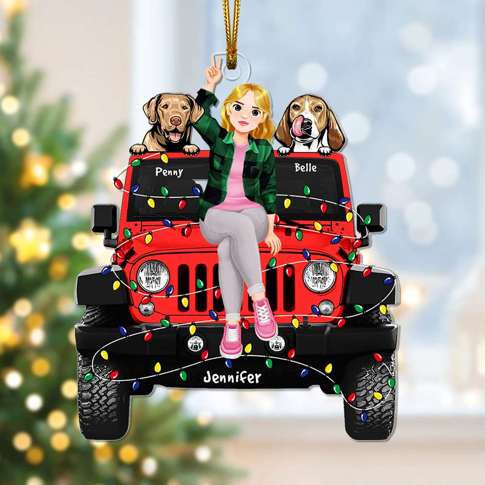 Custom Christmas Ornament For Dog Lovers - Personalized Jeep Decoration - Image 4