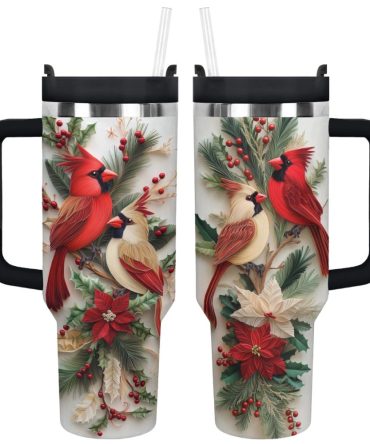 Cardinal Christmas Love Custom Stanley Cup 40 Oz Tumbler With Handle