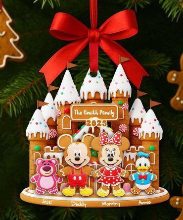 “Celebrate Family Moments” - Personalized Gingerbread Family Castle Ornament - Custom Gifts For Family And Loved Ones