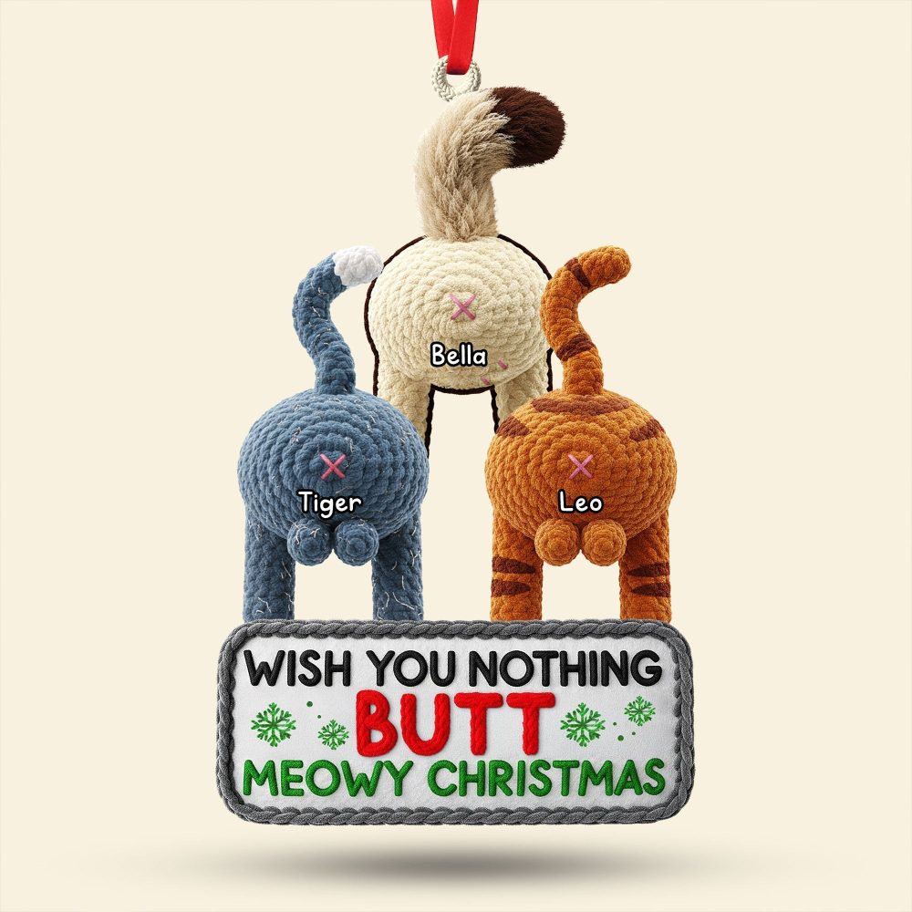 Wish You Nothing But Meowy Christmas - Funny Cat Ornament - Image 4