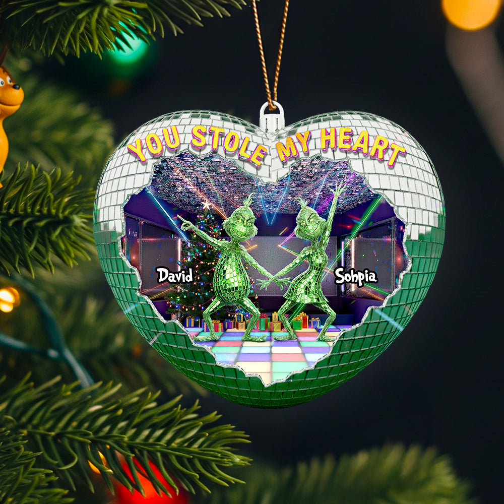 You Stole My Heart - Personalized Couple Disco Christmas Ornament - Image 3