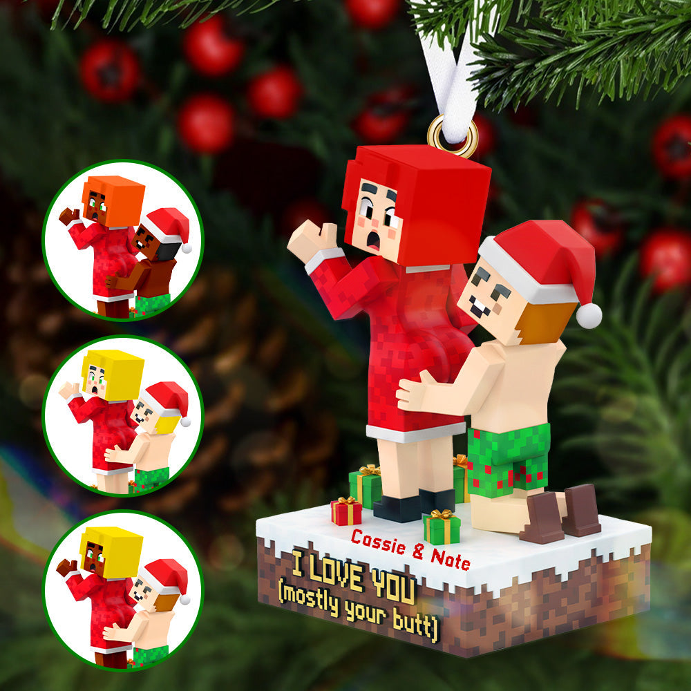 I Love You (Mostly Your Butt) - Personalized Lego Funny Couple Acrylic Ornament