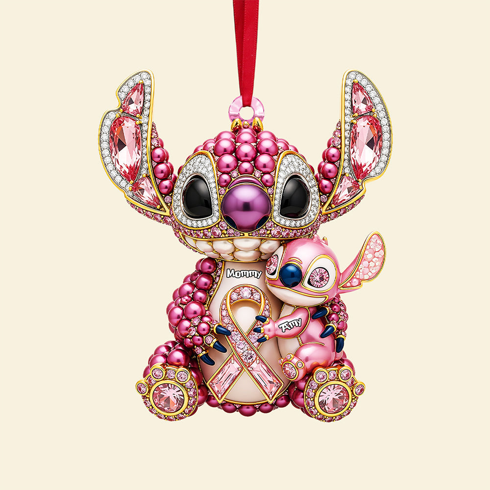 A Touch Of Love For Mom - Personalized Breast Cancer Mom Ornament - Unique Gift For Mom, Grandma, And Loved Ones - Image 4