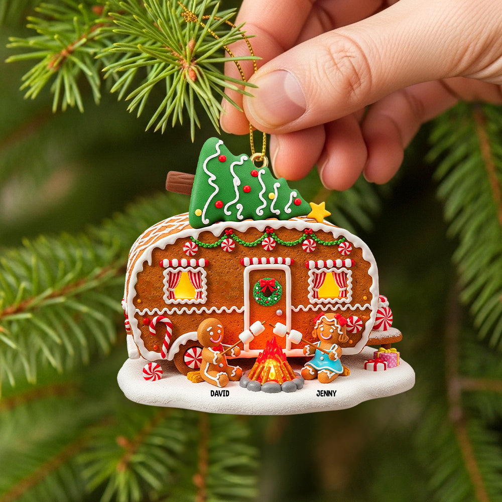 Celebrate Love And Joy - Personalized Gingerbread Couple Christmas Wooden Ornament - Custom Gift For Couples, Friends, And Family - Image 3