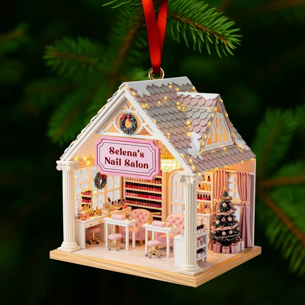 “Your Perfect Nail Retreat Awaits” - Nail Salon Miniature Acrylic Ornament - Personalized Gift For Her - Image 4
