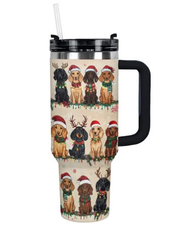 Christmas Dachshund Party Custom Stanley Cup 40 Oz Tumbler With Handle