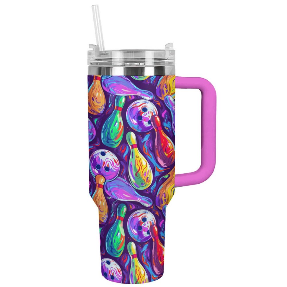 Colorful Bowling Custom Stanley Cup 40 Oz Tumbler With Handle - Image 2