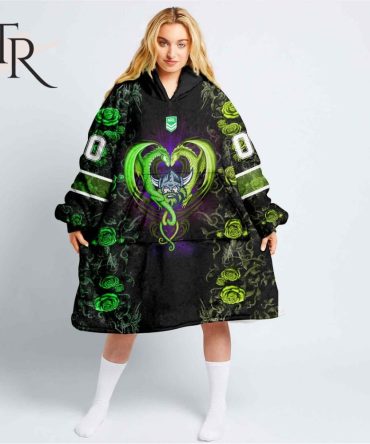 Custom Name And Number Nrl Canberra Raiders Rose Dragon Oodie Blanket Hoodie