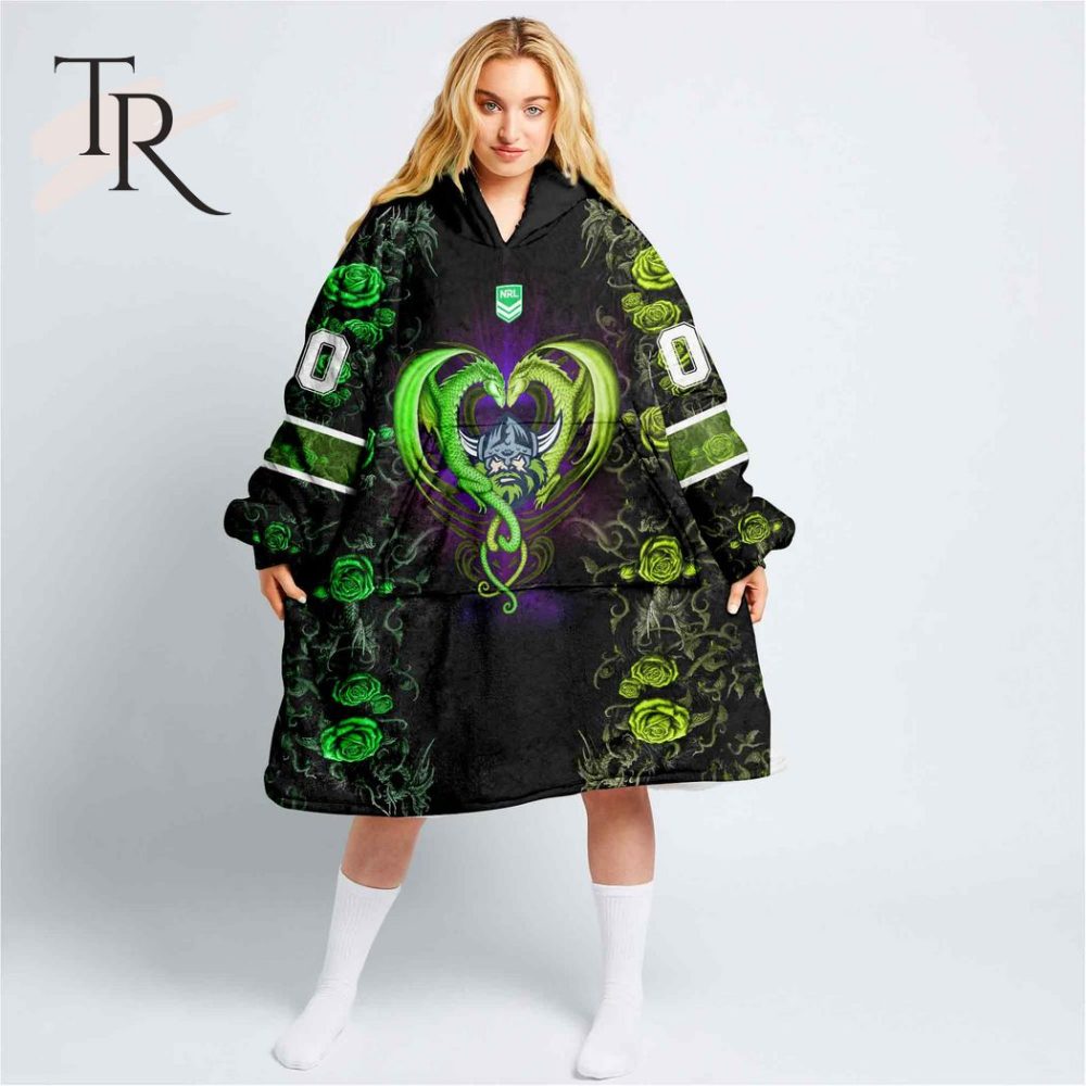 Custom Name And Number Nrl Canberra Raiders Rose Dragon Oodie Blanket Hoodie