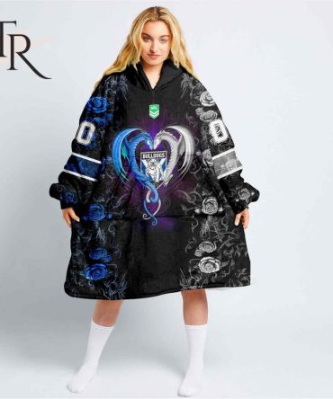 Custom Name And Number Nrl Canterbury Bankstown Bulldogs Rose Dragon Oodie Blanket Hoodie