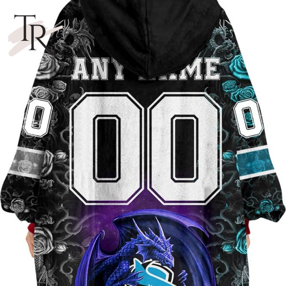 Custom Name And Number Nrl Cronulla Sutherland Sharks Rose Dragon Oodie Blanket Hoodie - Image 3