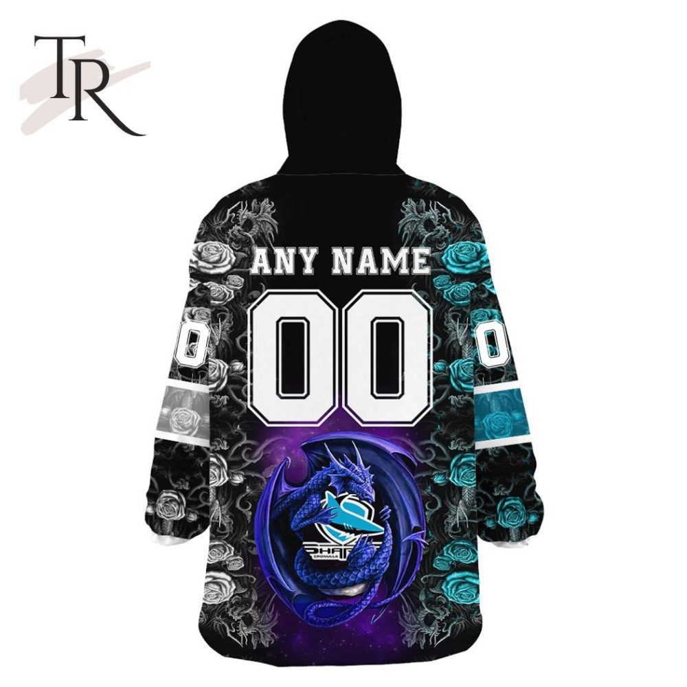 Custom Name And Number Nrl Cronulla Sutherland Sharks Rose Dragon Oodie Blanket Hoodie - Image 5