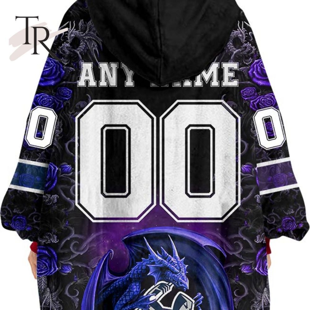 Custom Name And Number Nrl Melbourne Storm Rose Dragon Oodie Blanket Hoodie - Image 3